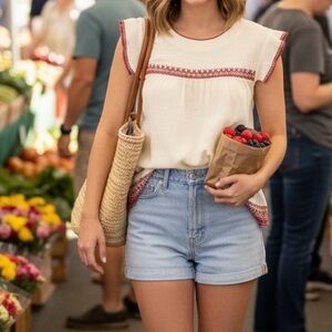 The Great. Gauzy embroidered boho prairie peasant